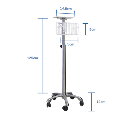 Verpakking Grootte 69 cm L X 21 cm W X 46 cm H Patiëntmonitor Trolley met handvathoogte 140 cm