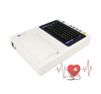 Draagbare 3-kanaals EKG-machine met 7 inch touchscreen en thermische matrixprinter voor realtime/offline analyse