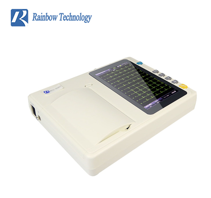 Draagbare 6-kanaals EKG-monitor Touch Screen Analyzer Oplaadbaar Ingebouwd in Li-ion-batterij