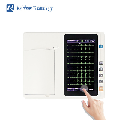 Draagbare 6-kanaals EKG-monitor Touch Screen Analyzer Oplaadbaar Ingebouwd in Li-ion-batterij