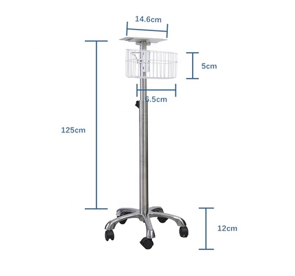 Poedercoating Patiëntmonitor Trolley 5,6 kg voor ziekenhuisgebruik