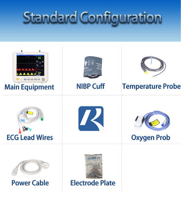 Class II Instrument Multi Parameter Patient Monitor with 1-7 Level Audio/Visual Alarming and 400 Groups NIBP List