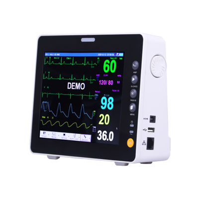 8 inch draagbare multi-parameter patiëntmonitor voor menselijk gebruik met 7-kanaals ECG en 3-niveaus alarm