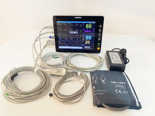 8 inch draagbare multi-parameter patiëntmonitor voor menselijk gebruik met 7-kanaals ECG en 3-niveaus alarm