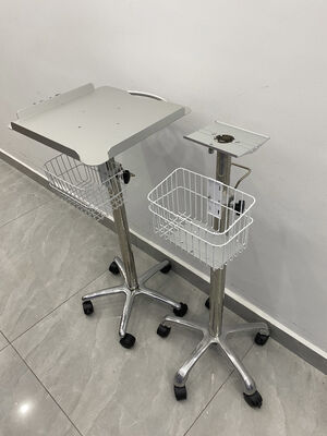 Draagbare verstelbare roestvrij staal aluminium legering ziekenhuis trolley/karretje 5 kastors 1 plank Modern ontwerp voor ECG machines Clinic