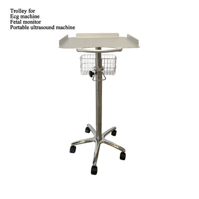 Draagbare verstelbare roestvrij staal aluminium legering ziekenhuis trolley/karretje 5 kastors 1 plank Modern ontwerp voor ECG machines Clinic