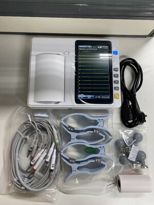 Handheld 3/6-kanaals ECG-apparaat met 7-inch touchscreen thermisch array-printer voor real-time/offline analyse