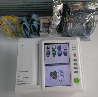 ECG-apparaat 12-kanaals draagbare handheld EKG-monitor met 10,2" kleurentouchscreen en ingebouwde batterij