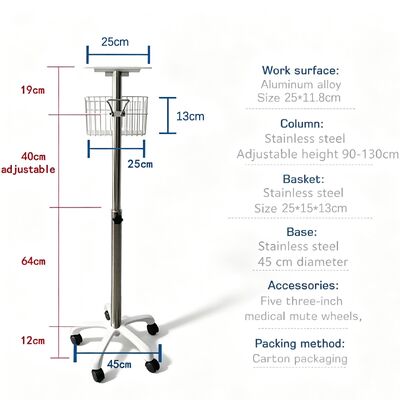 Goedkope medische ziekenhuis Metalen trolley met fabrieksprijs voor patiënt monitor